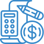 calculator pencil paper money icon